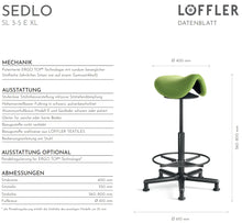 Lade das Bild in den Galerie-Viewer, LÖFFLER sedlo Reitersitz bis 80cm Sitzhöhe, für Steh-Sitz-Arbeitstische - Stehhilfe