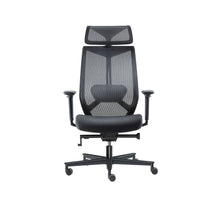 Lade das Bild in den Galerie-Viewer, Bürodrehstuhl MESH_UP Netzrücken schwarz, 4F Armlehnen, Kopfstütze