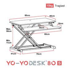 Lade das Bild in den Galerie-Viewer, Yo-Yo DESK 80-S [Slim] | Höhenverstellbarer Schreibtisch Aufsatz | schlanke Steh-Sitz Lösung | Für alle Arbeitsplätze geeignet
